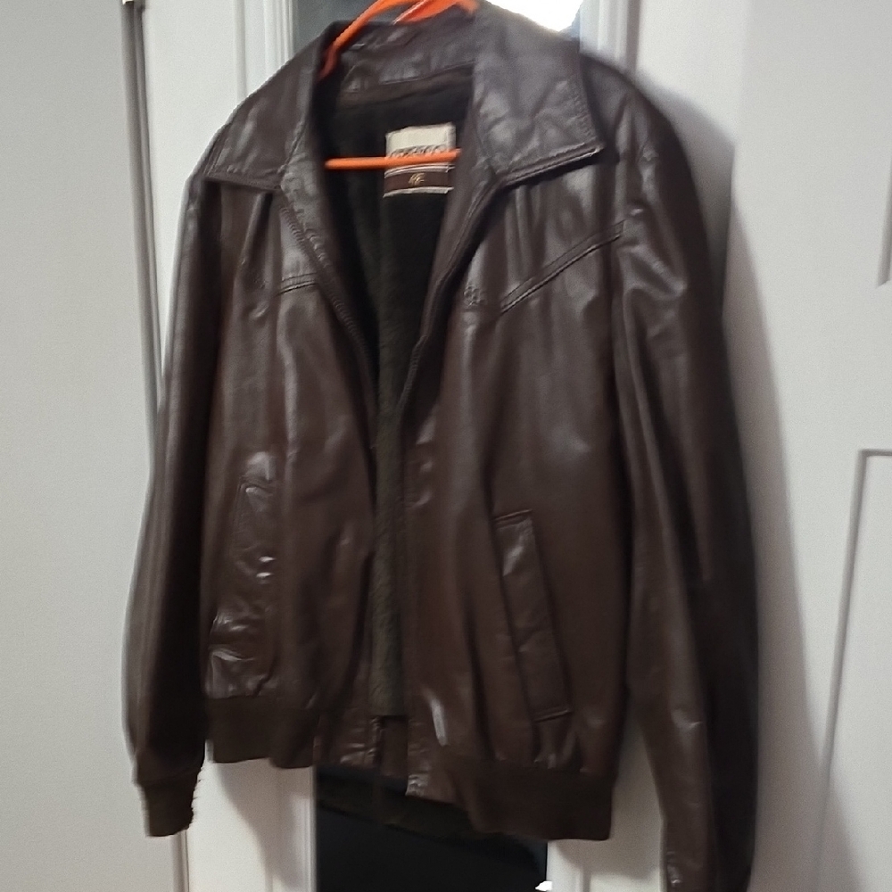 Vintage Cresco Brown Leather Bomber Jacket